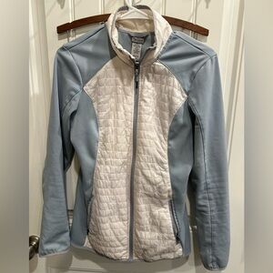 Women's Light Blue and White Quilted Jacket - Brand: Athleta By Champion